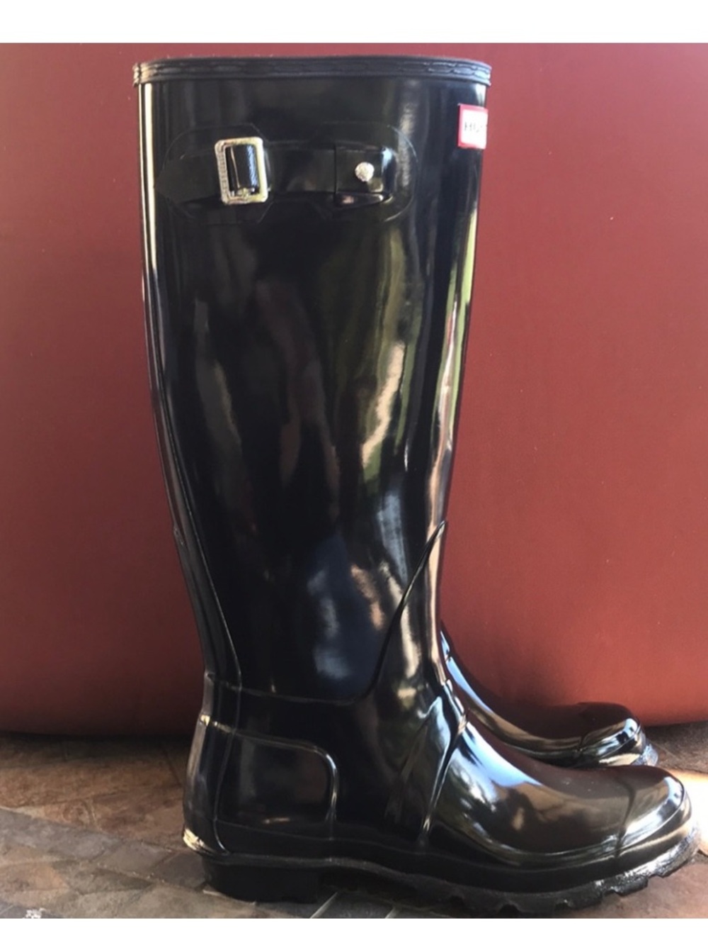 Hunter Women’s Black Gloss Tall Rain Boots Sz 7 - Picture 6 of 6